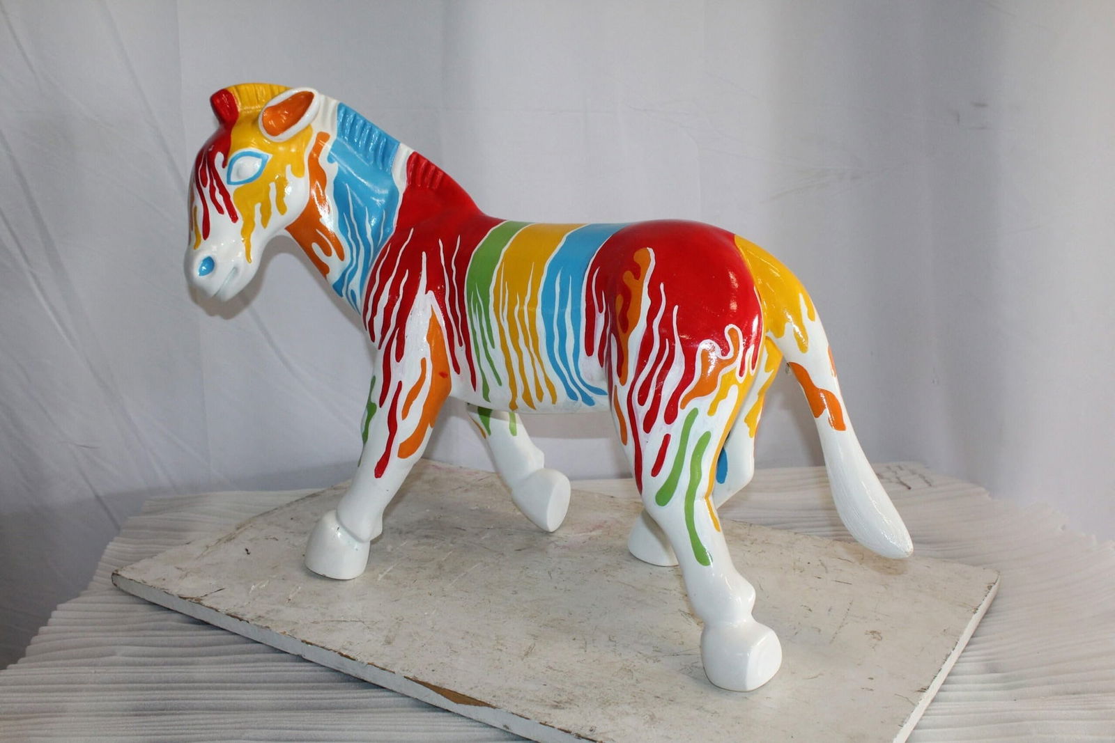 A Burst of Color Dripping Paint Fiberglass Donkey Statue 33" x 11" x 21"H - 5
