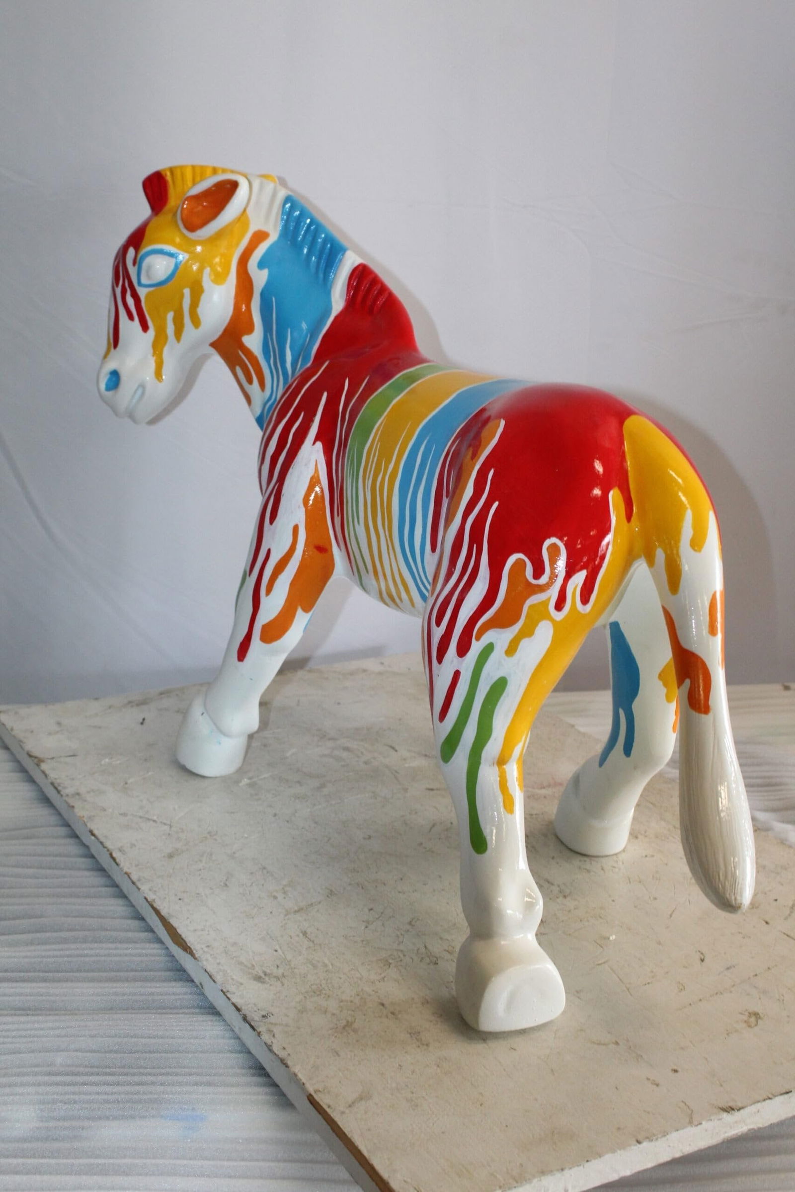 A Burst of Color Dripping Paint Fiberglass Donkey Statue 33" x 11" x 21"H - 6