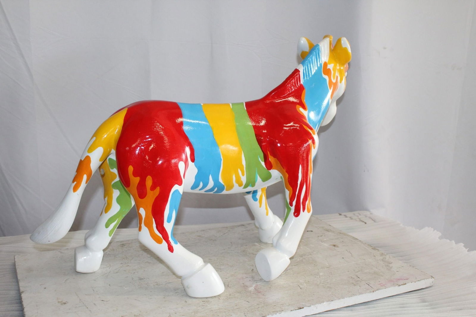 A Burst of Color Dripping Paint Fiberglass Donkey Statue 33" x 11" x 21"H - 8