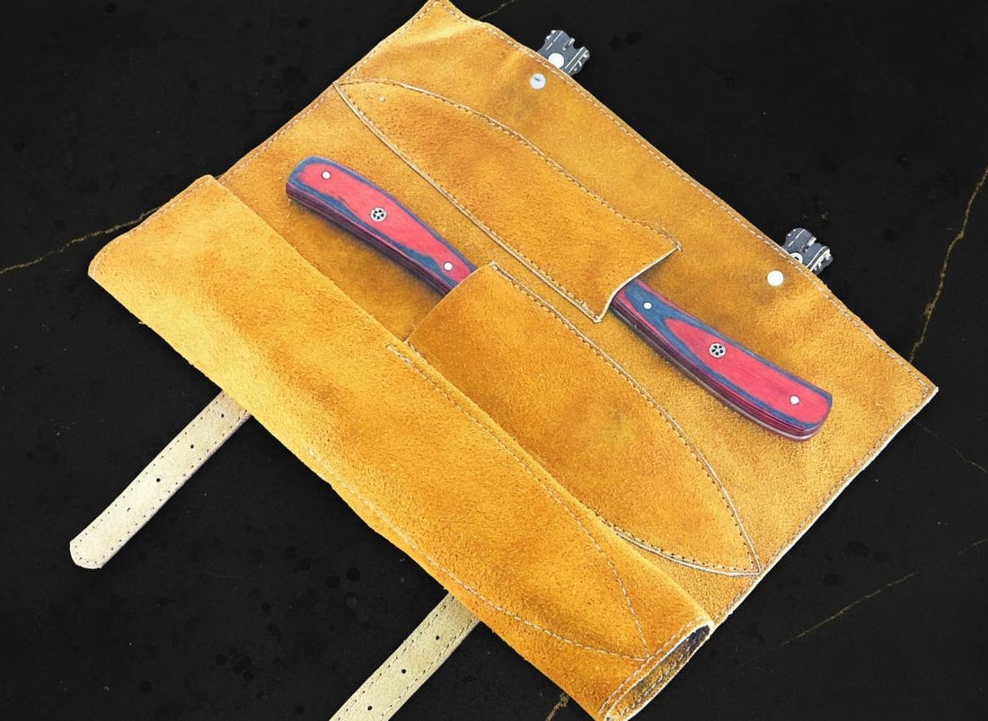 5 Piece Hand Forged Damascus Steel Chef Knife Set with Hardwood Handles & Sheaths - 9