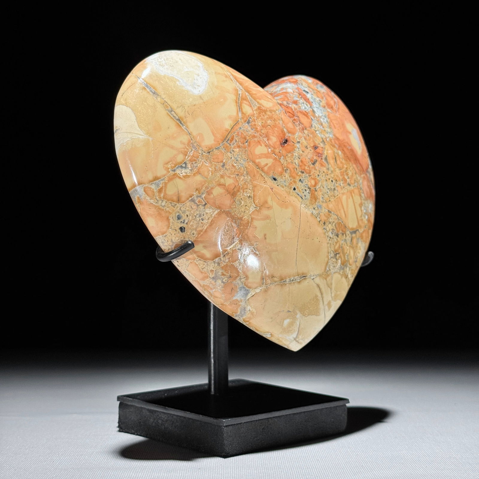 Stunning set of 2 crystalized Maligano Jasper hearts with stands - 10