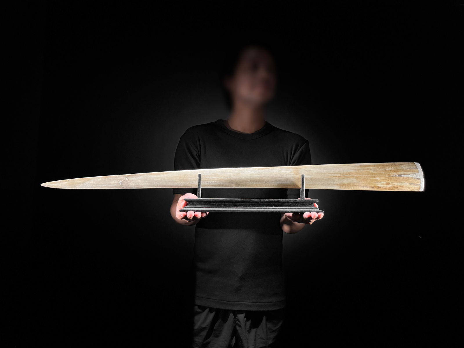 Large engraved Swordfish rostrum - Prehistoric Woolly Mammoth Scene - 3