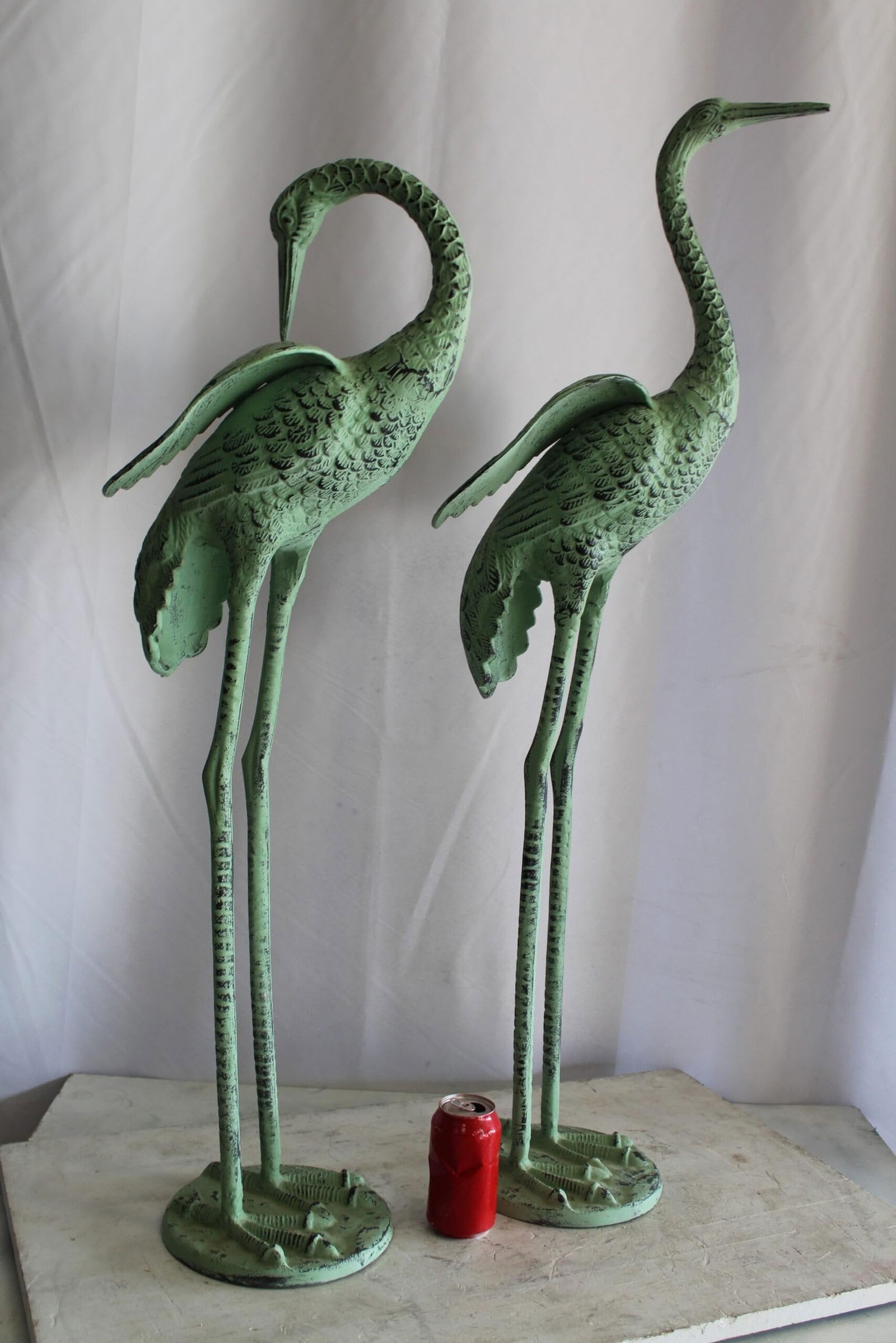 Pair of Aluminum Crane Wings Open with Green Patina Finish 10" x 8" x 22"H - 4