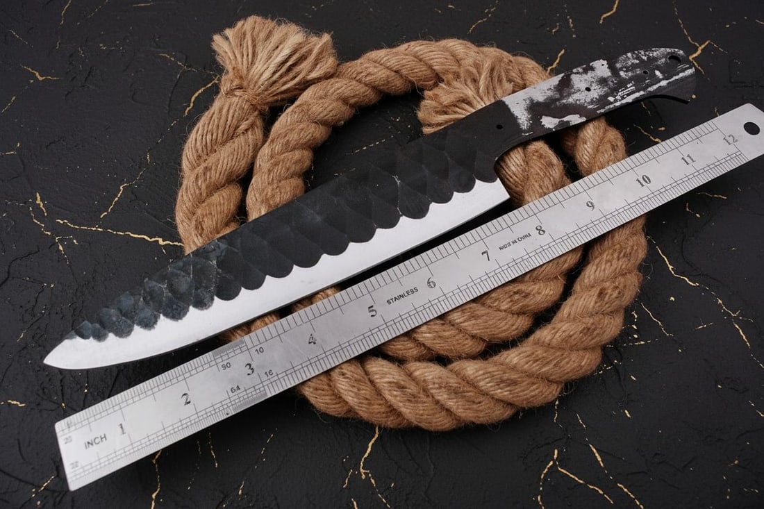 Hand Forged Chef Knife Blade Blank 12" Railroad Spike High Carbon Steel for Making - 5