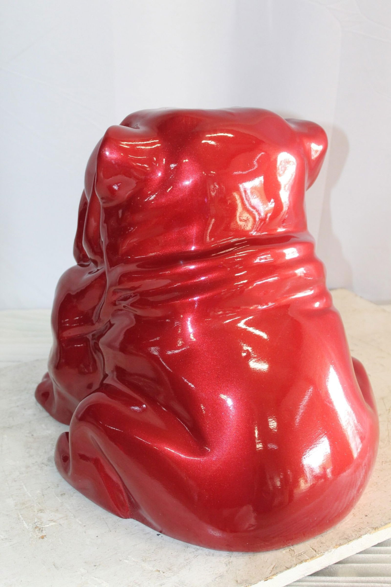 Adorable Red Resin, Fiberglass Statue of a bulldog figurine 19" x 15" x 16"H - 10