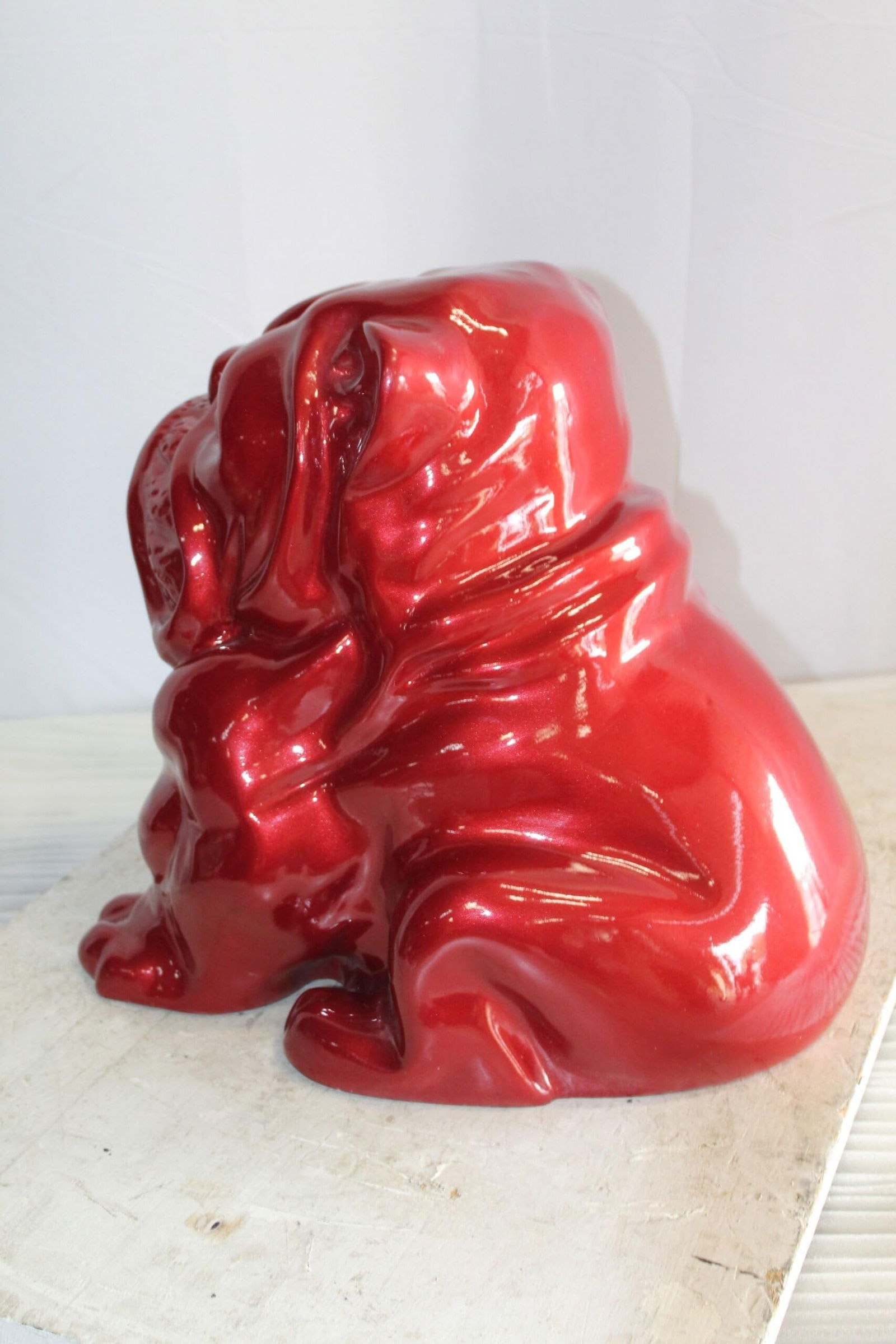 Adorable Red Resin, Fiberglass Statue of a bulldog figurine 19" x 15" x 16"H - 11
