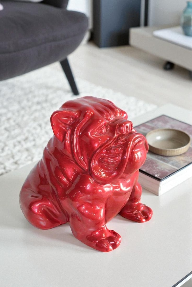 Adorable Red Resin, Fiberglass Statue of a bulldog figurine 19" x 15" x 16"H - 2