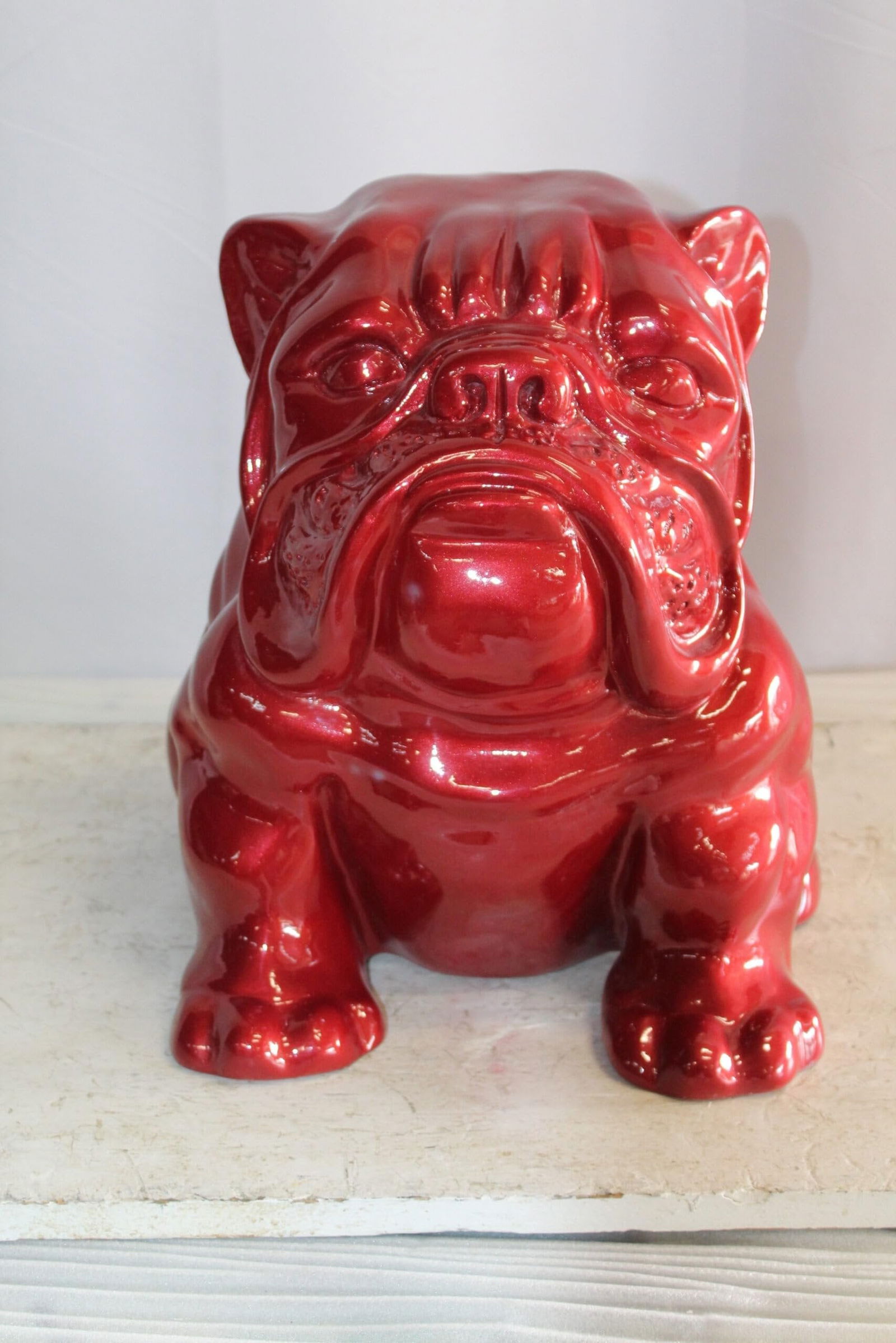 Adorable Red Resin, Fiberglass Statue of a bulldog figurine 19" x 15" x 16"H - 4
