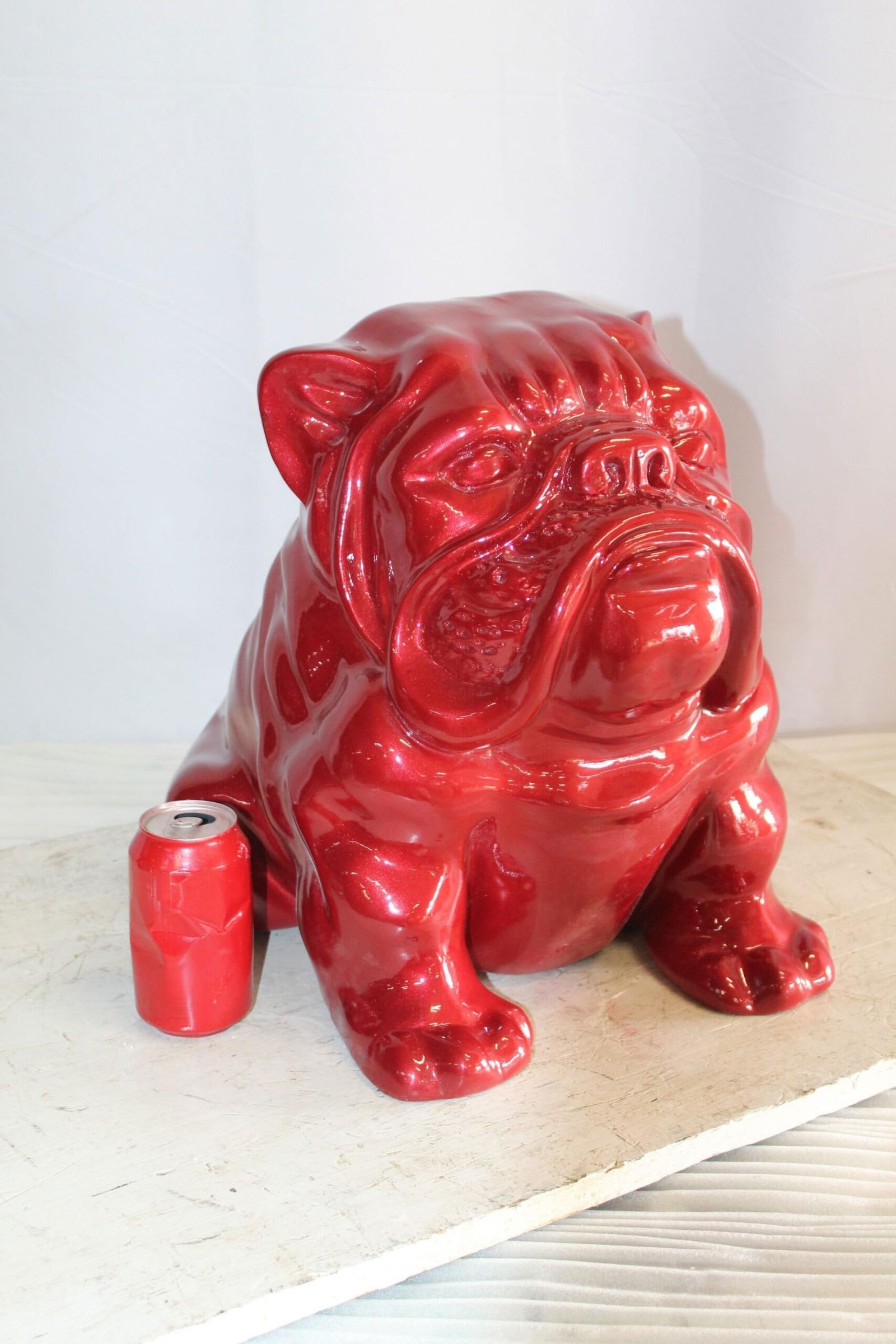 Adorable Red Resin, Fiberglass Statue of a bulldog figurine 19" x 15" x 16"H - 6