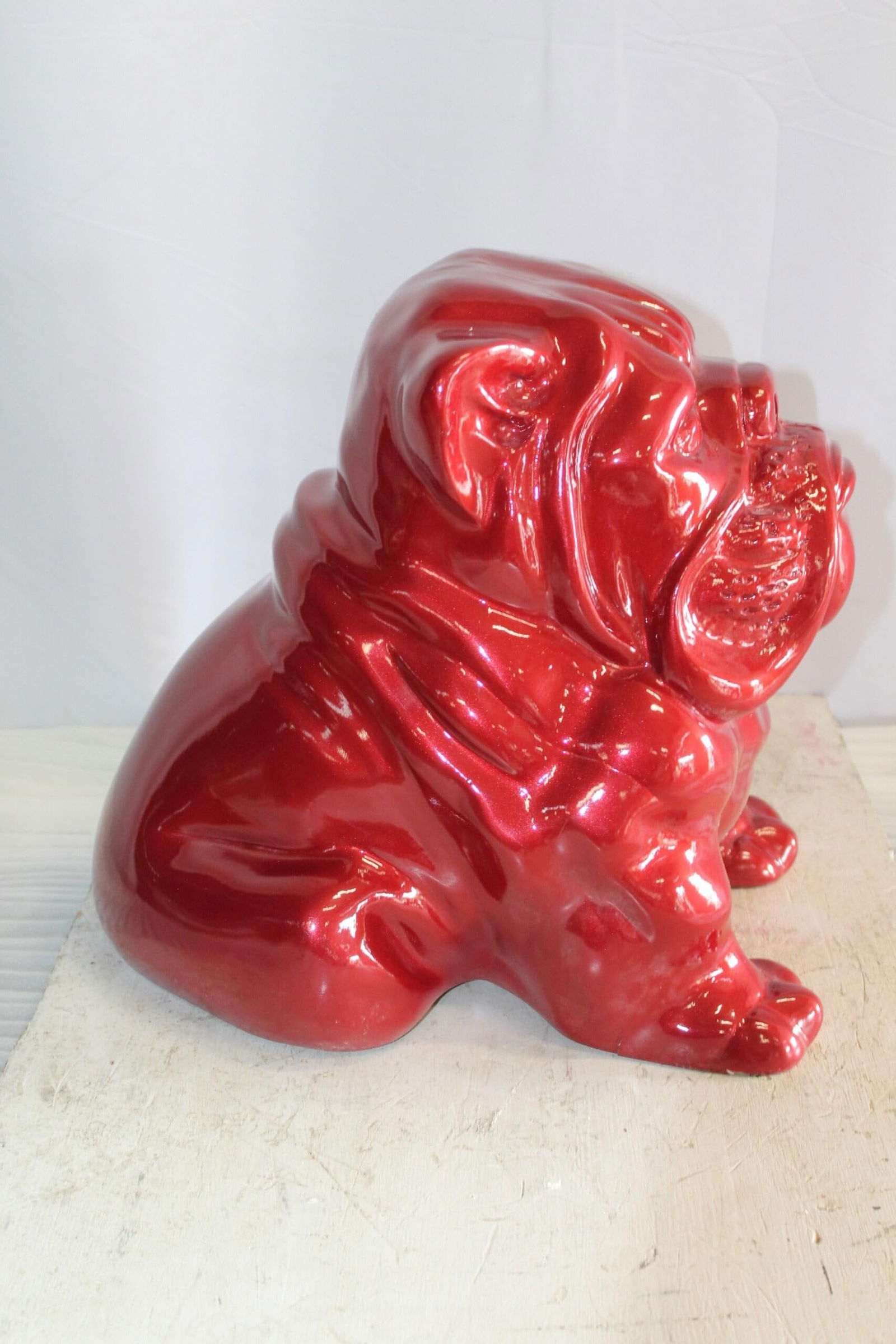 Adorable Red Resin, Fiberglass Statue of a bulldog figurine 19" x 15" x 16"H - 7
