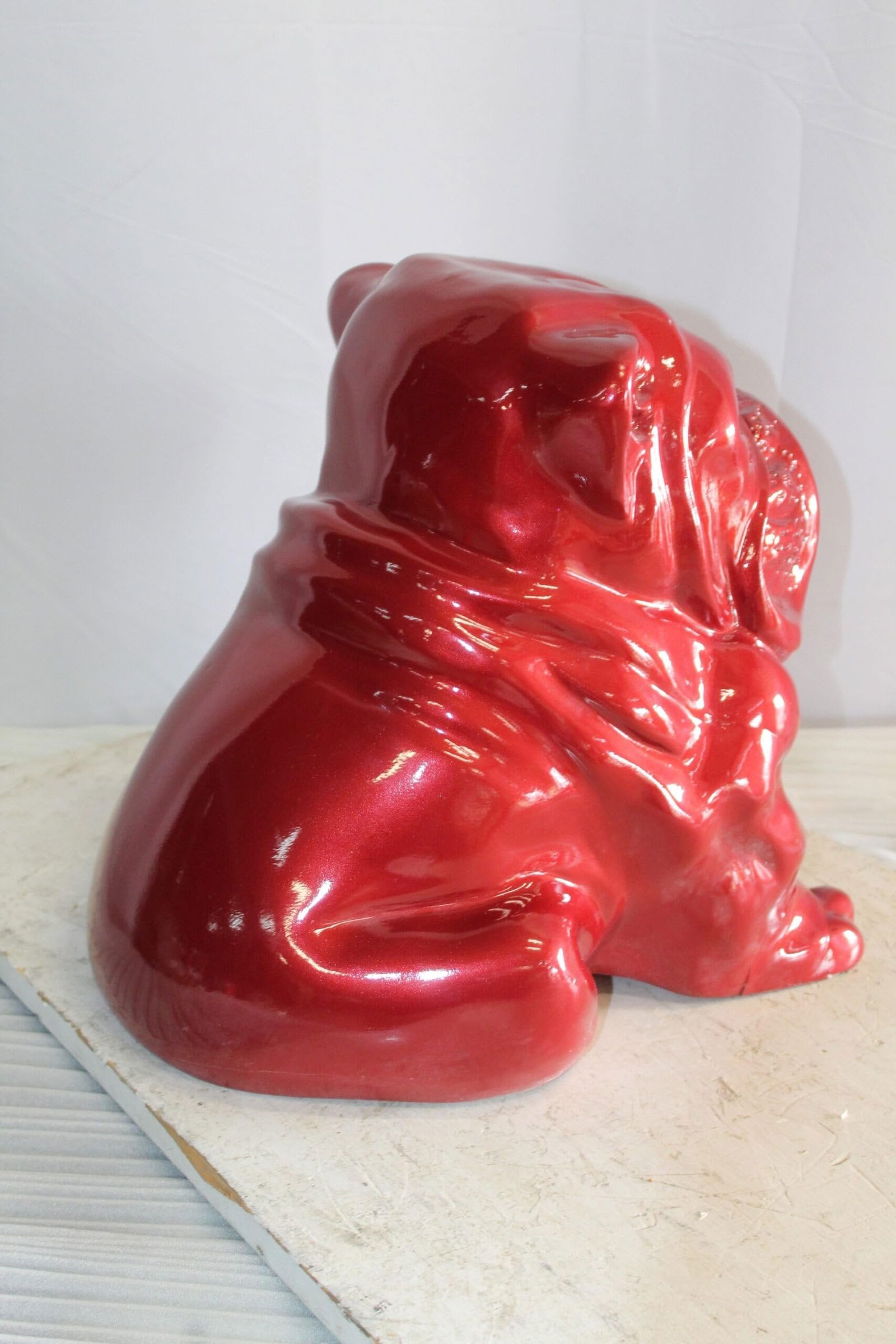 Adorable Red Resin, Fiberglass Statue of a bulldog figurine 19" x 15" x 16"H - 8