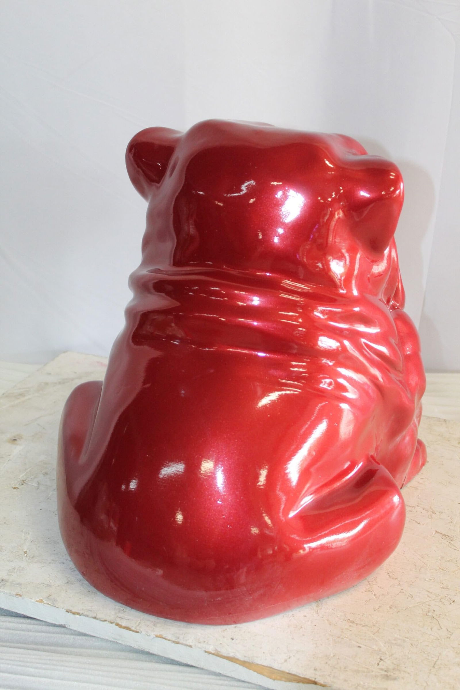 Adorable Red Resin, Fiberglass Statue of a bulldog figurine 19" x 15" x 16"H - 9