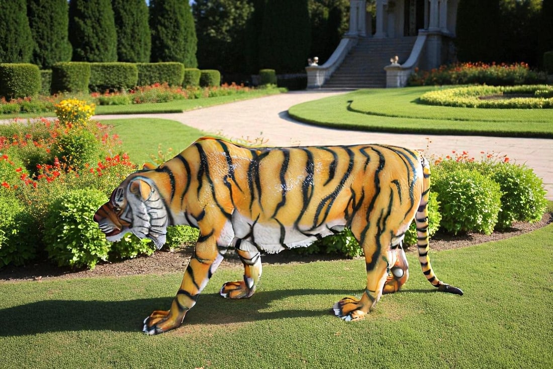 Life Size Fiberglass Tiger Statue, Captivating Majesty 92" x 20" x 40"H - 2