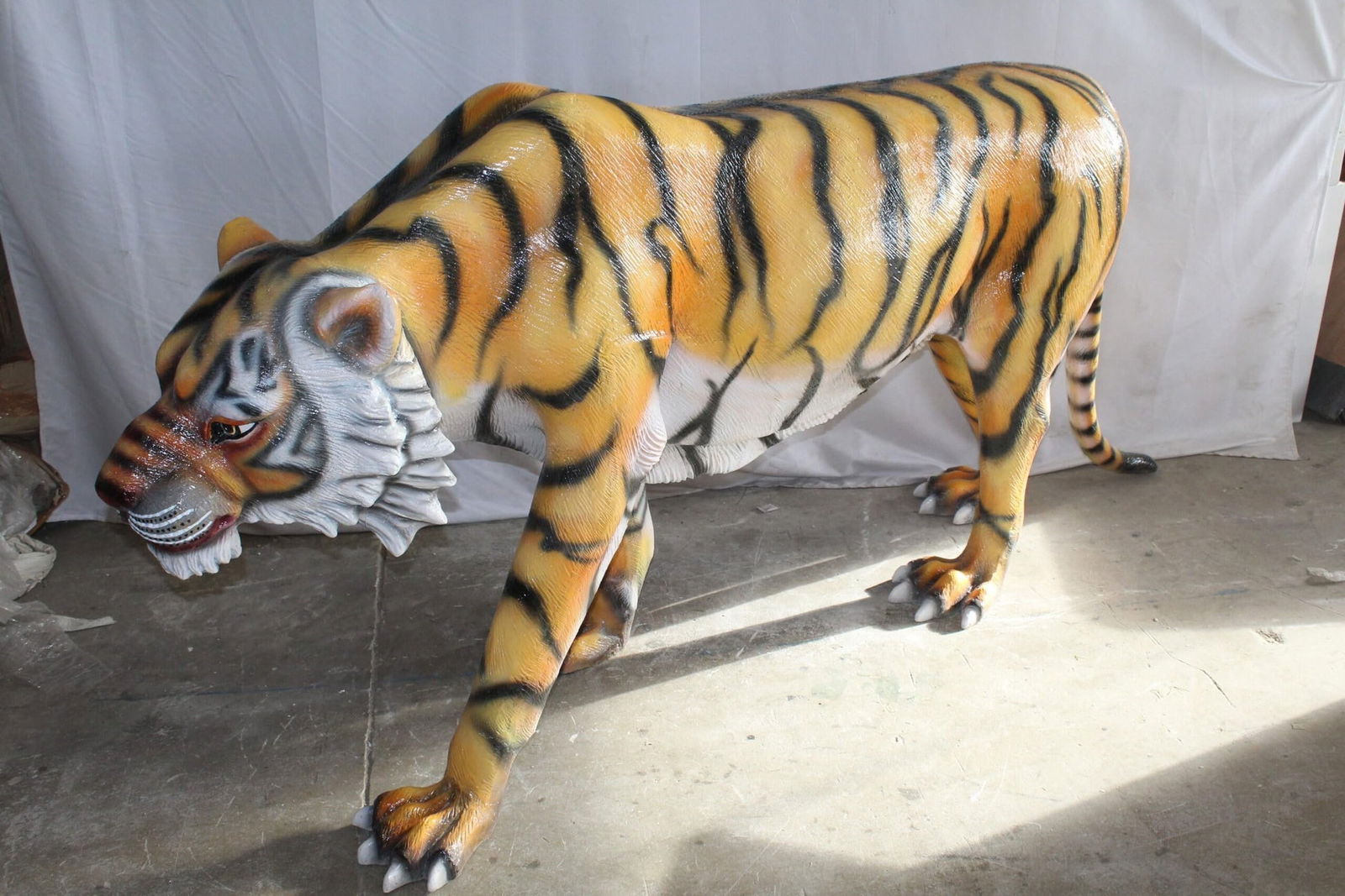 Life Size Fiberglass Tiger Statue, Captivating Majesty 92" x 20" x 40"H - 4