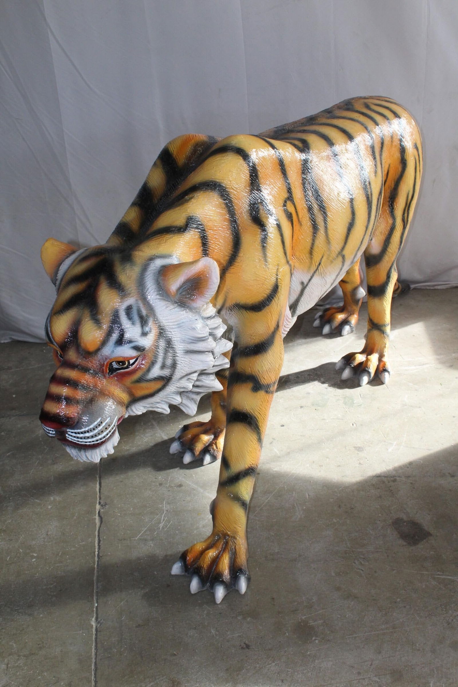 Life Size Fiberglass Tiger Statue, Captivating Majesty 92" x 20" x 40"H - 5
