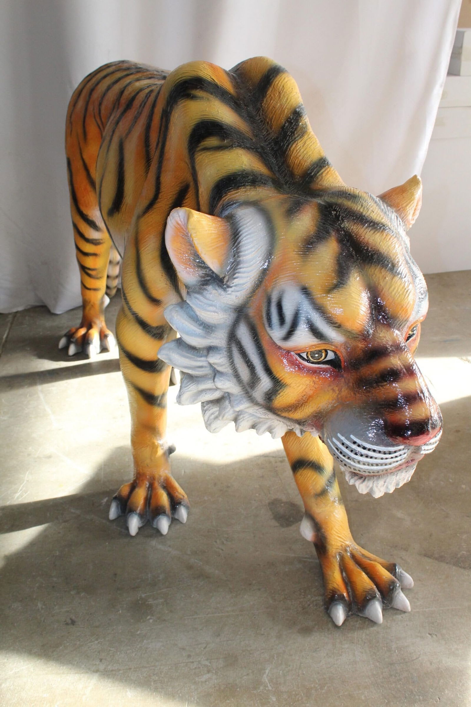 Life Size Fiberglass Tiger Statue, Captivating Majesty 92" x 20" x 40"H - 7