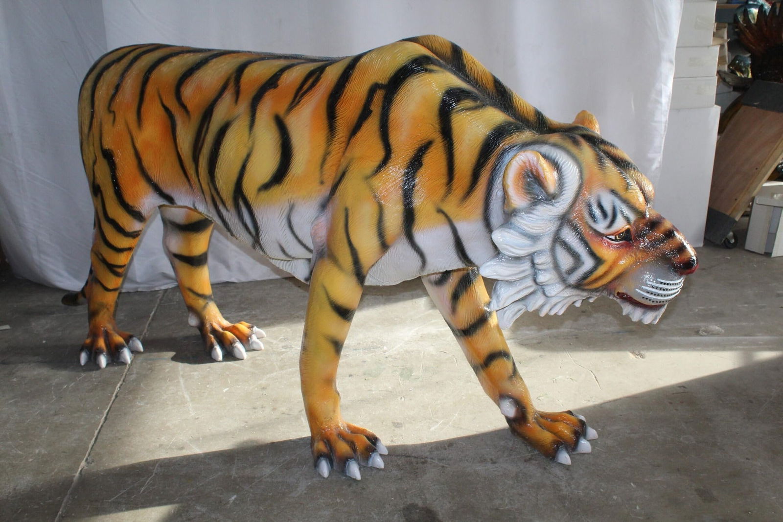 Life Size Fiberglass Tiger Statue, Captivating Majesty 92" x 20" x 40"H - 8
