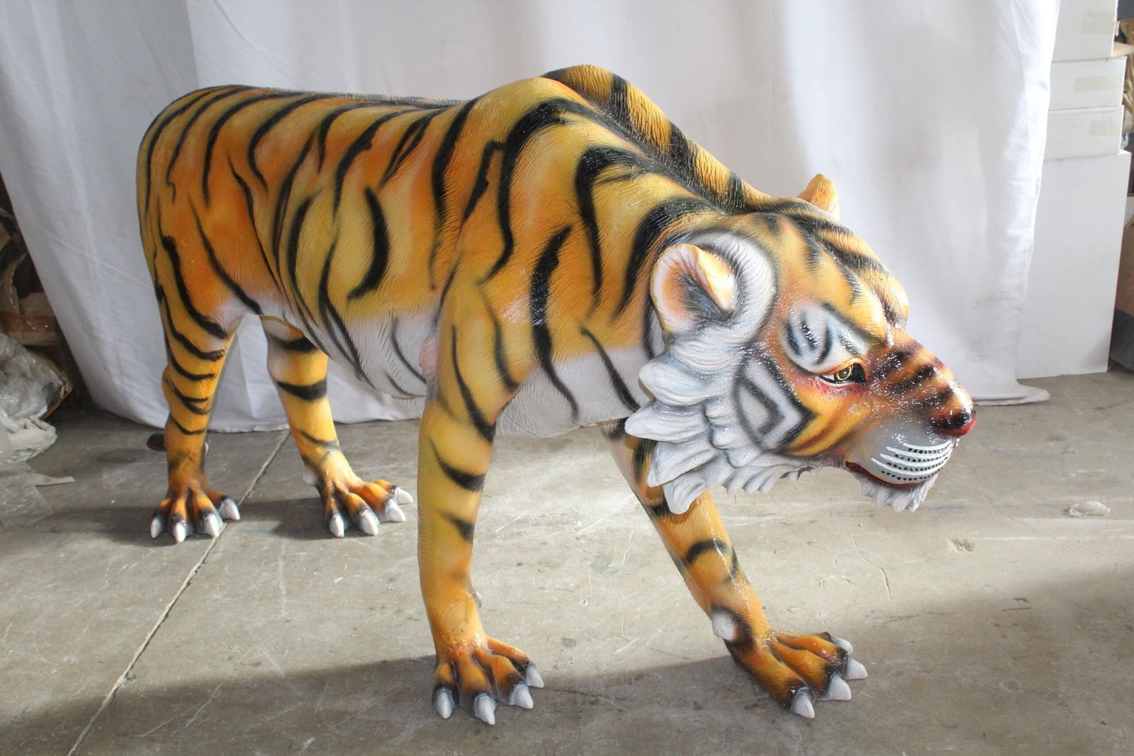 Life Size Fiberglass Tiger Statue, Captivating Majesty 92" x 20" x 40"H - 9