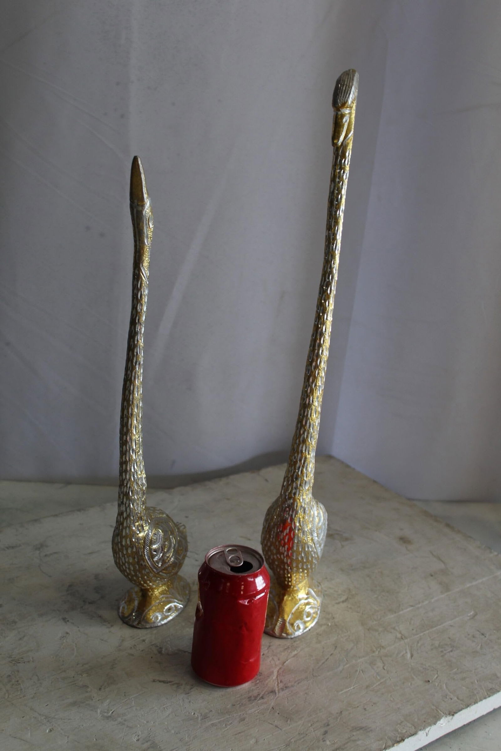 Aluminum Pair of Swans with Gold and Silver Finish 8" x 6" x 22"H - 4