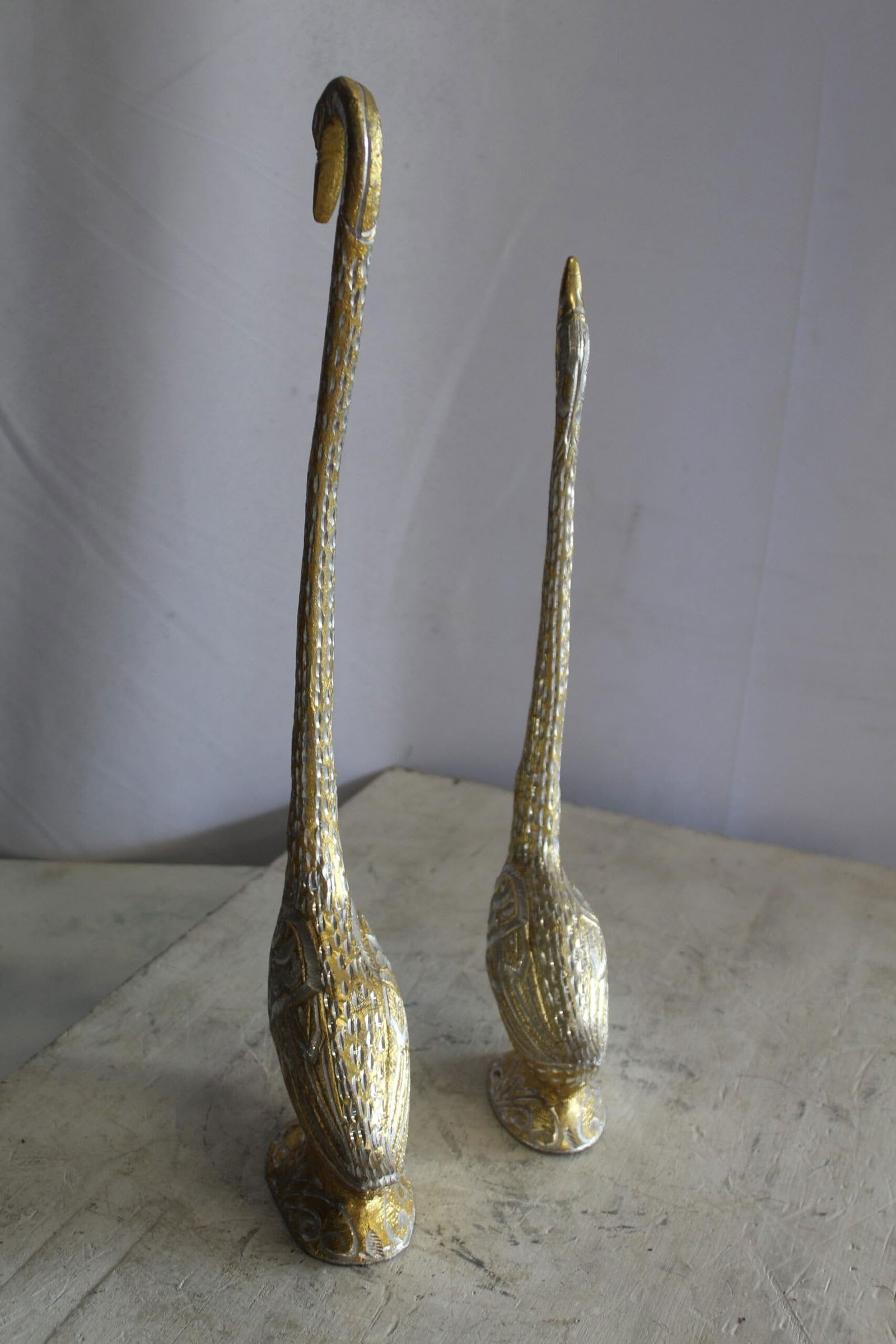 Aluminum Pair of Swans with Gold and Silver Finish 8" x 6" x 22"H - 9