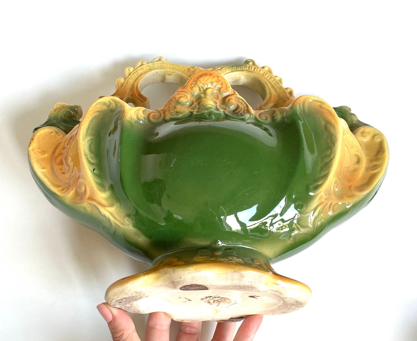 vintage Faience fruits vase, England 29x12x23 1.23kg - 5