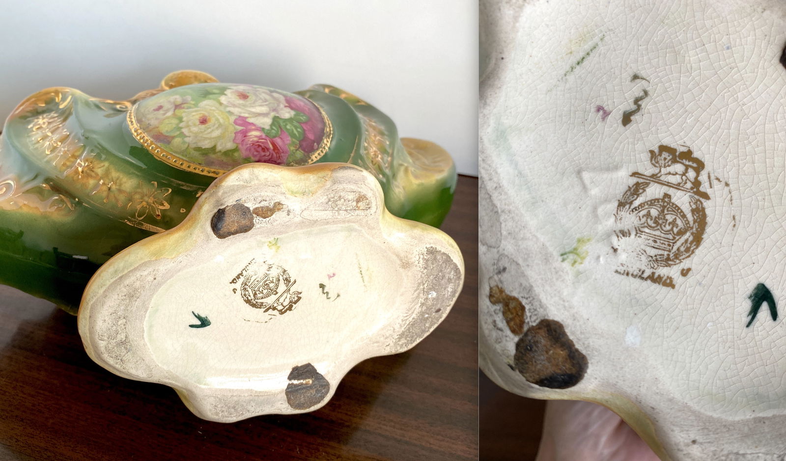 vintage Faience fruits vase, England 29x12x23 1.23kg - 9