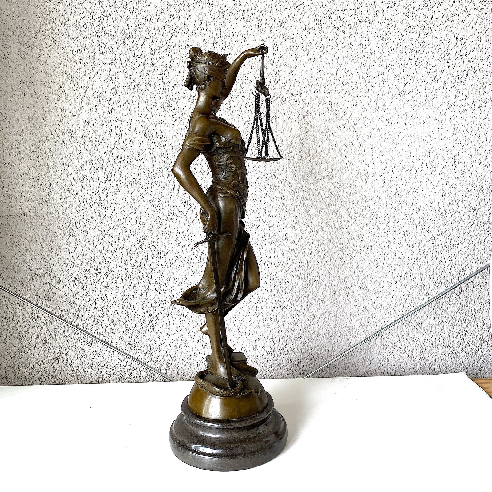After A. Mayer - L'art Bronze qualite France - Statue of Themis - Lady Justice - 4