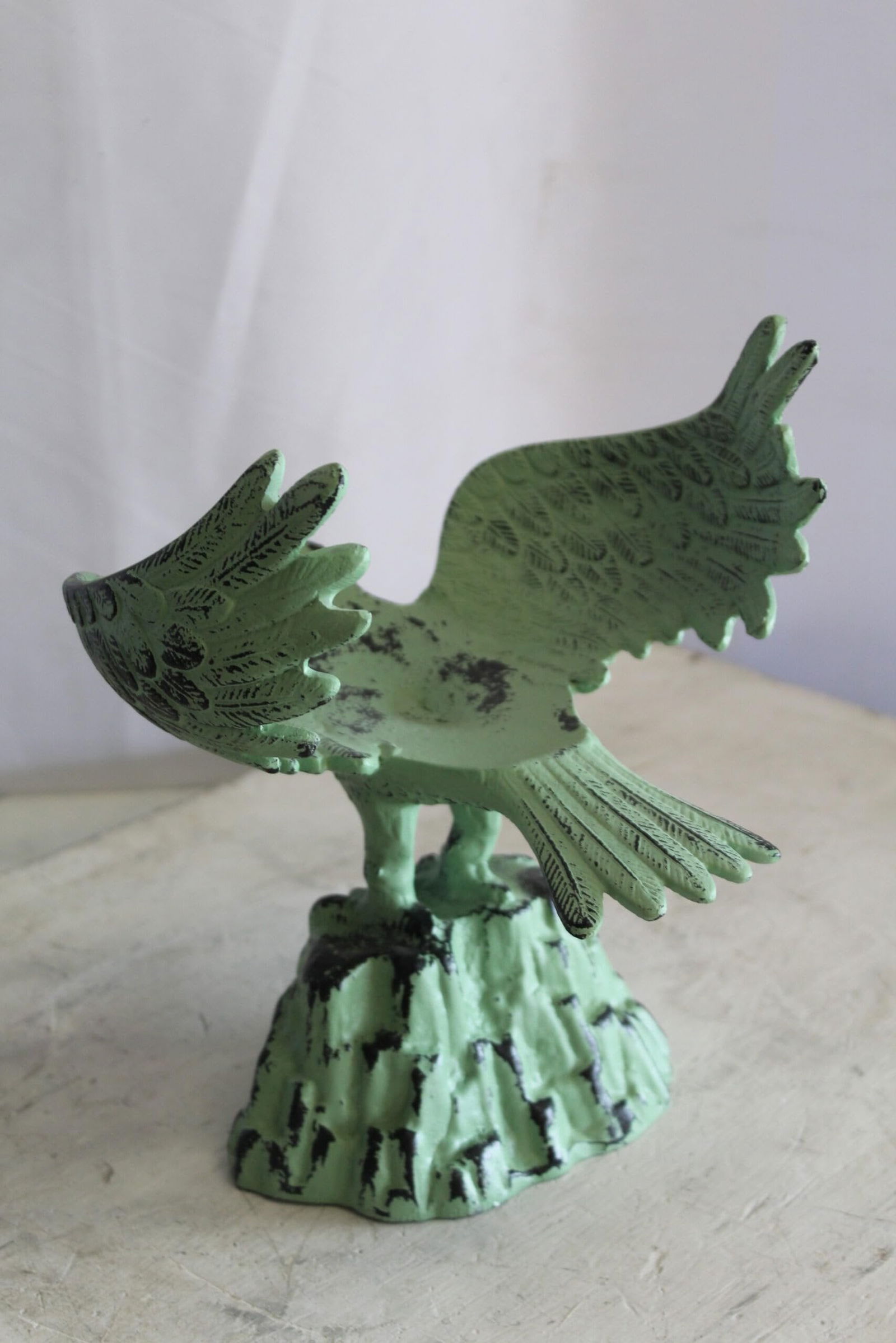 Eagle on Rock, Majestic Aluminum Statue with Green Patina Finish 10" x 9" x 11"H - 10