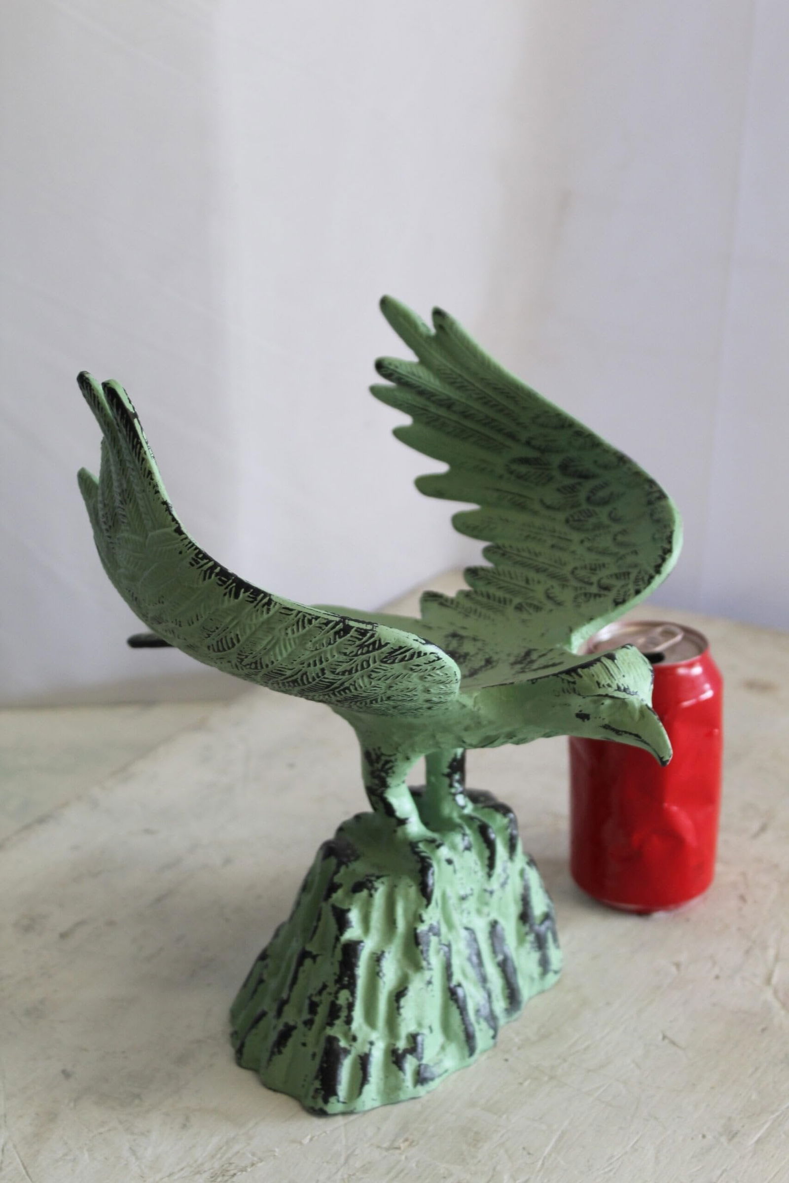 Eagle on Rock, Majestic Aluminum Statue with Green Patina Finish 10" x 9" x 11"H - 5