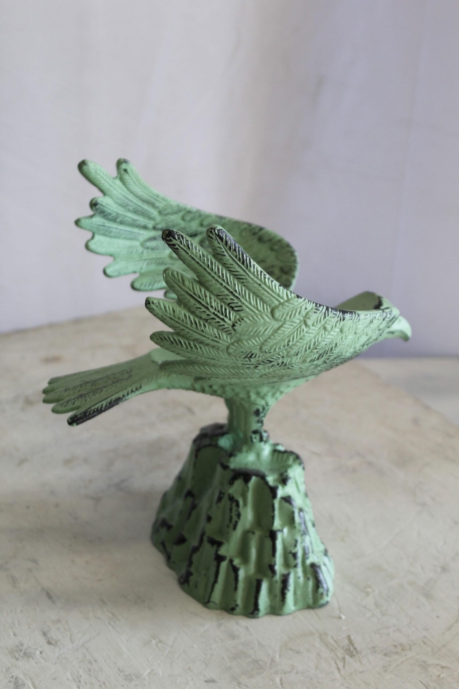 Eagle on Rock, Majestic Aluminum Statue with Green Patina Finish 10" x 9" x 11"H - 7