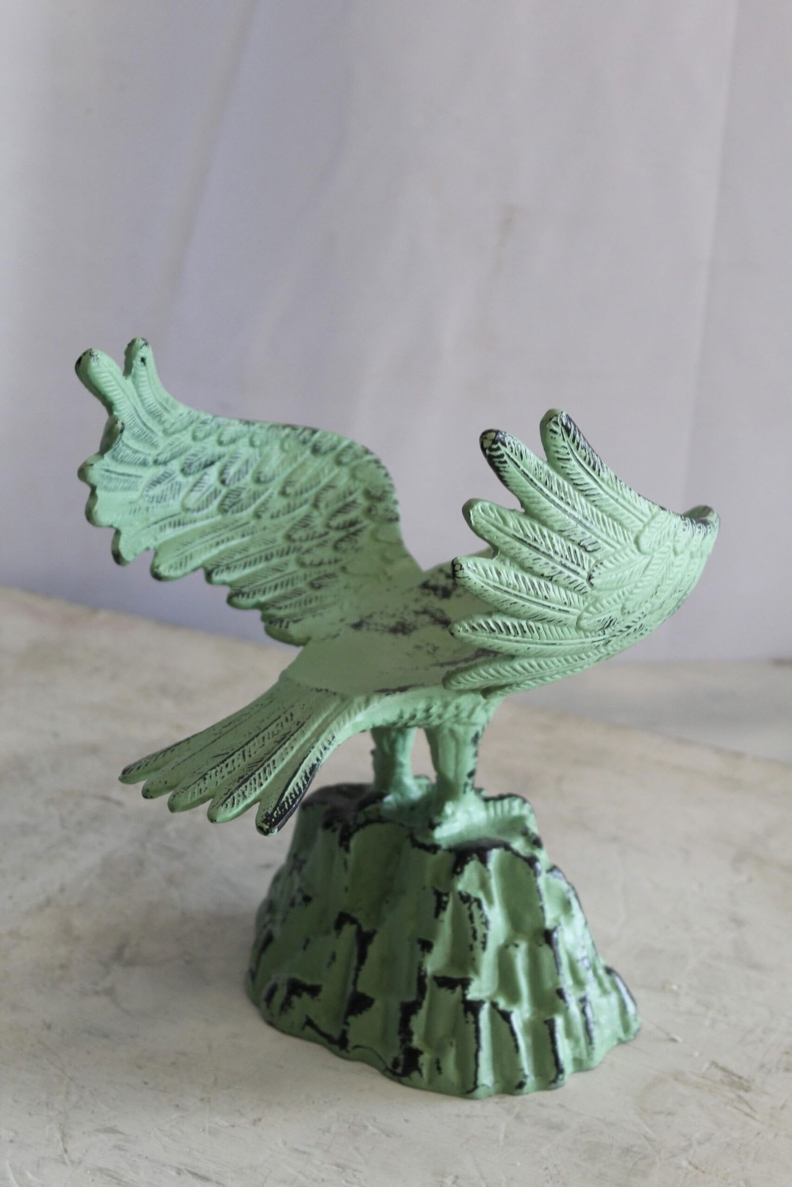 Eagle on Rock, Majestic Aluminum Statue with Green Patina Finish 10" x 9" x 11"H - 8