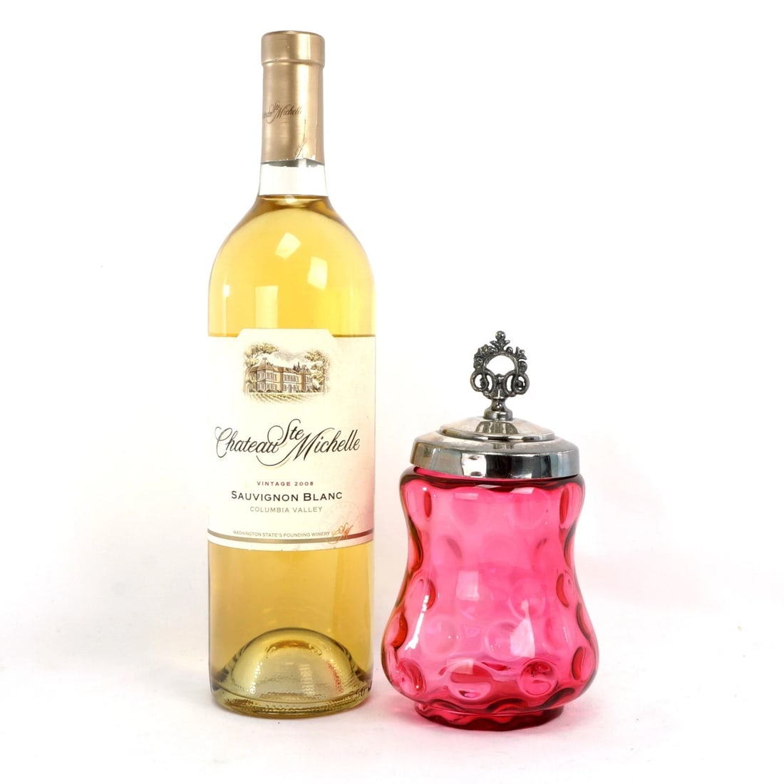 19th C Cranberry Glass Jam Jar - 2