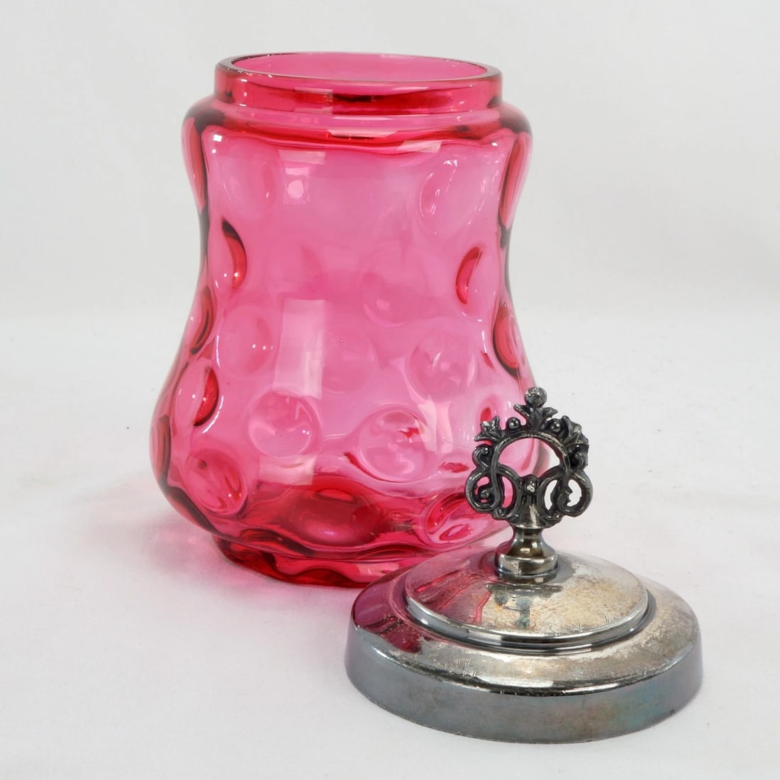 19th C Cranberry Glass Jam Jar - 4