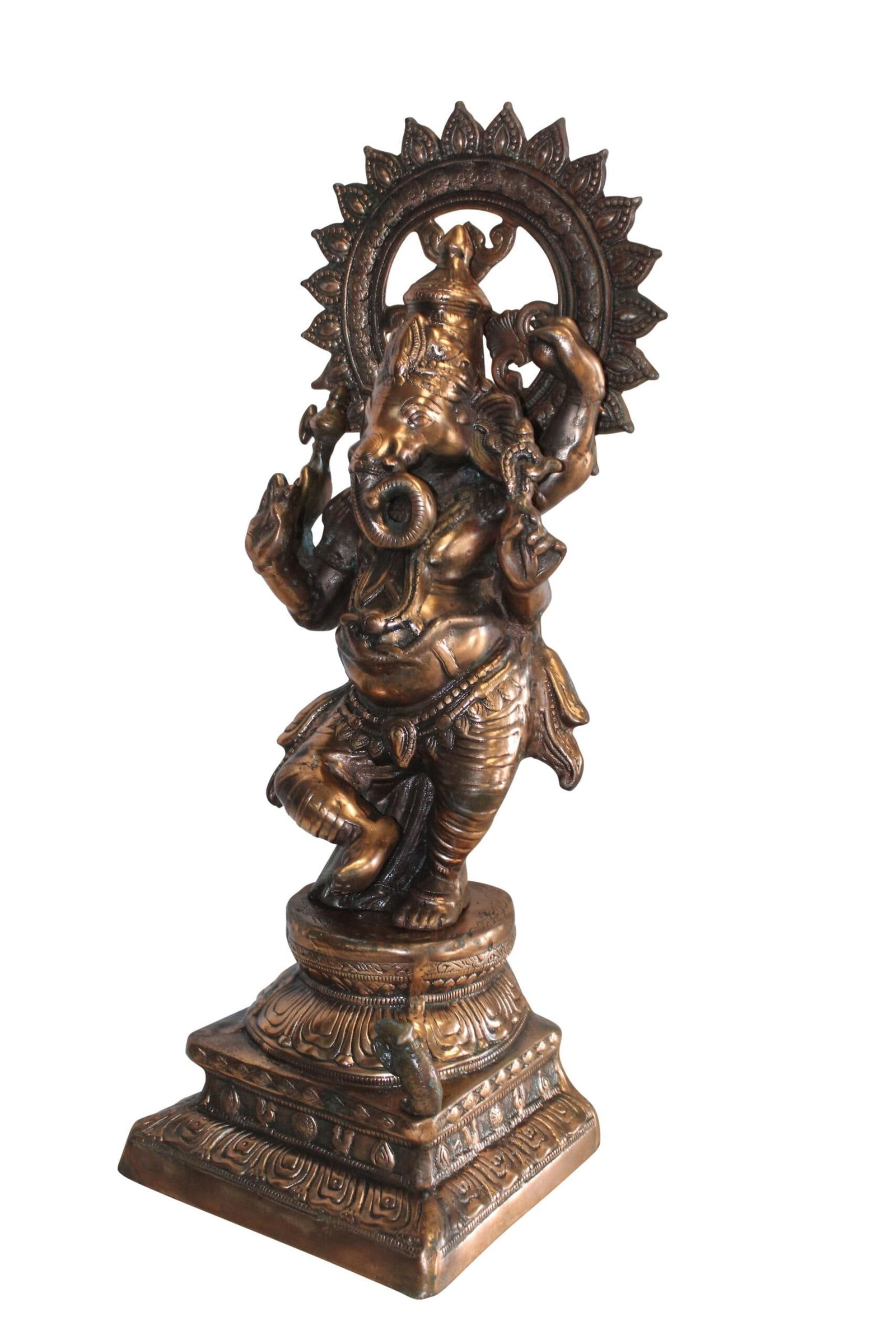 Bronze Finish Dancing Ganesh Statue, Metal Crafted Divine Charm 10" x 12" x 32"H (1 of 8)