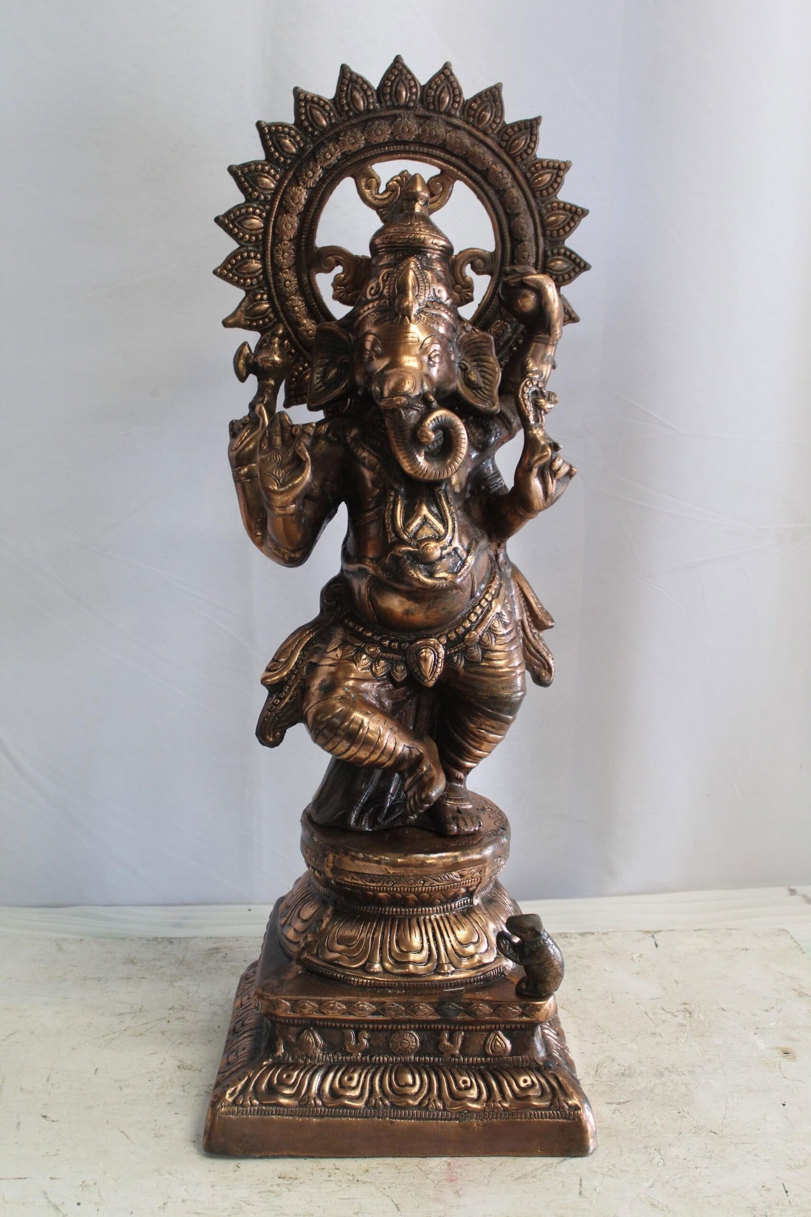 Bronze Finish Dancing Ganesh Statue, Metal Crafted Divine Charm 10" x 12" x 32"H - 2