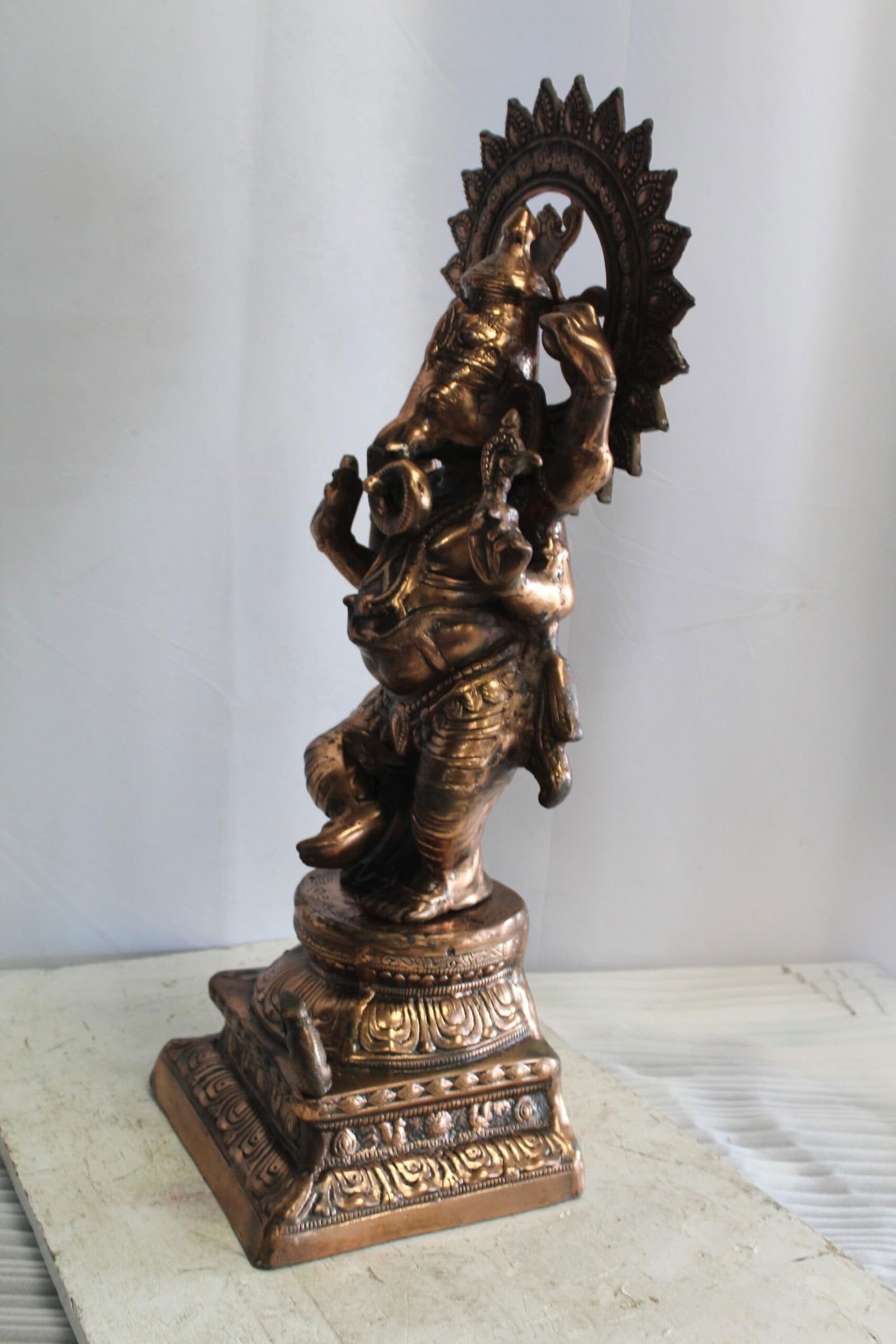 Bronze Finish Dancing Ganesh Statue, Metal Crafted Divine Charm 10" x 12" x 32"H - 5