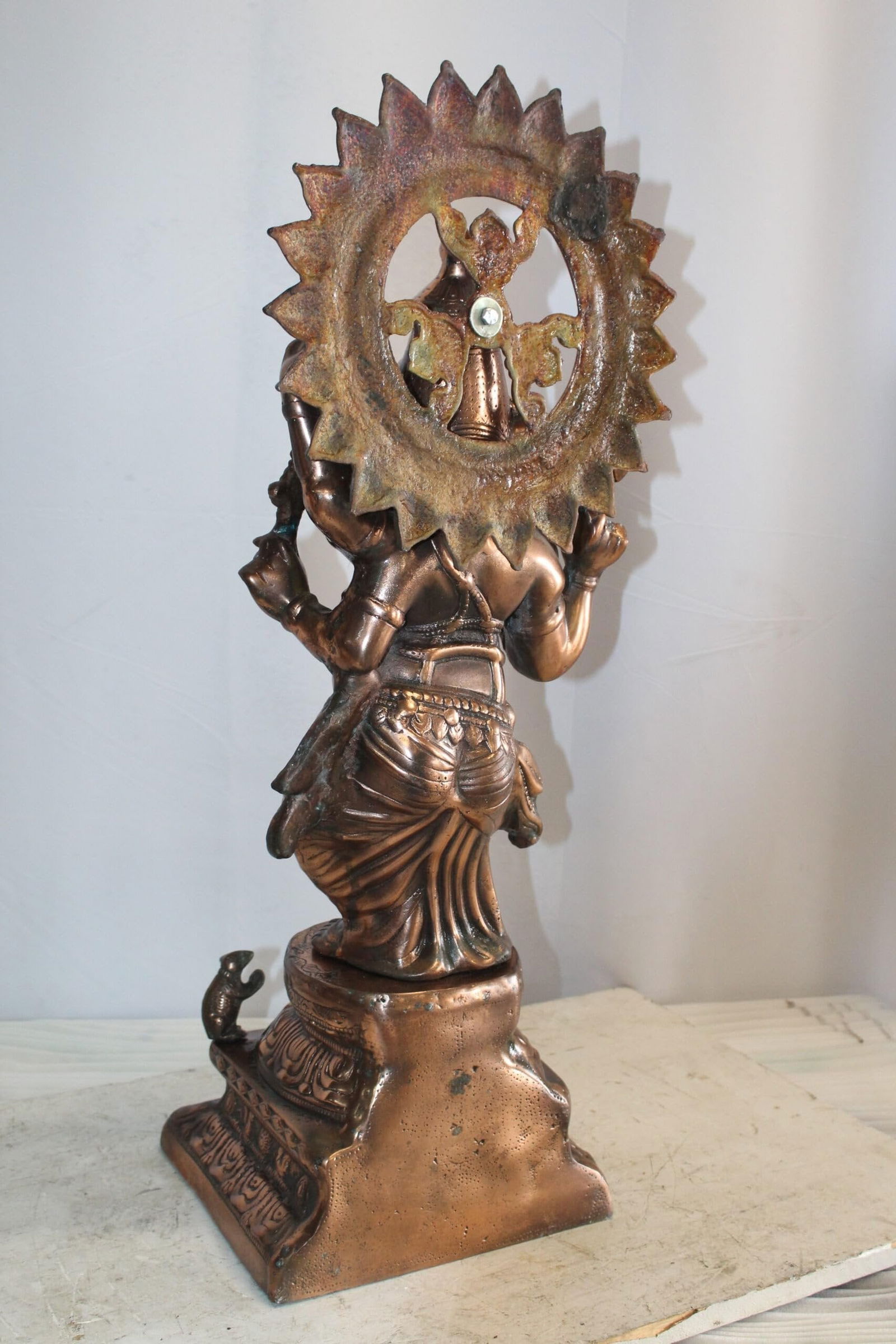 Bronze Finish Dancing Ganesh Statue, Metal Crafted Divine Charm 10" x 12" x 32"H - 7