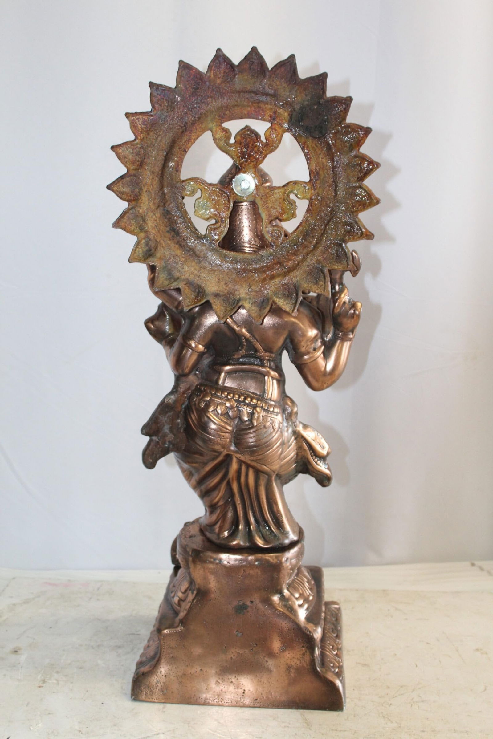 Bronze Finish Dancing Ganesh Statue, Metal Crafted Divine Charm 10" x 12" x 32"H - 8