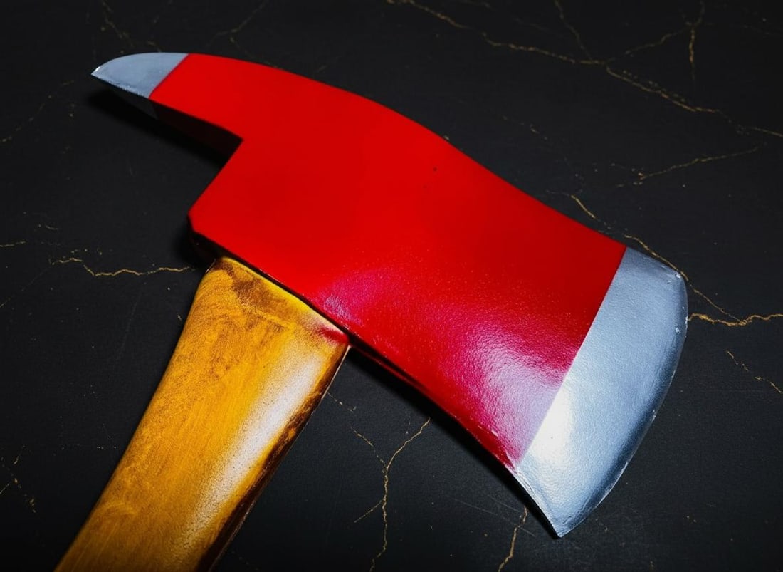 Realistic Long Handle Fire Axe Prop, 78cm PU Pulaski Hatchet for Halloween Myers Costume - 3