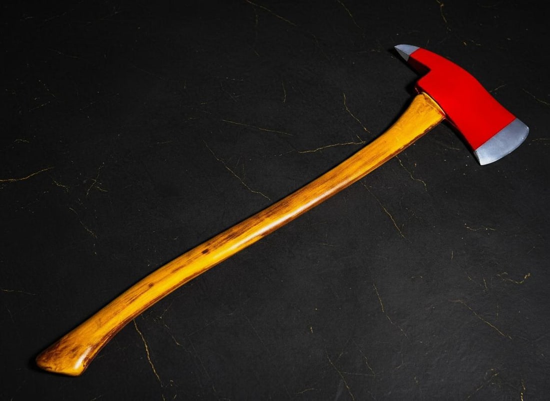 Realistic Long Handle Fire Axe Prop, 78cm PU Pulaski Hatchet for Halloween Myers Costume - 4