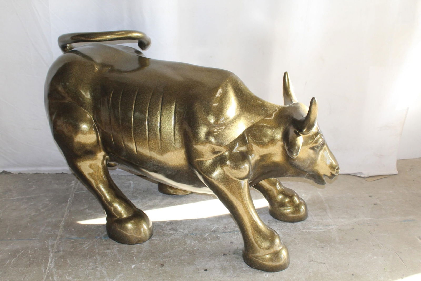 Iconic Giant Fiberglass Bronze Color Wall Street Bull 57" x 28" x 33"H - 10