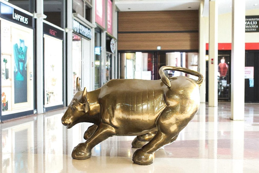 Iconic Giant Fiberglass Bronze Color Wall Street Bull 57" x 28" x 33"H - 2