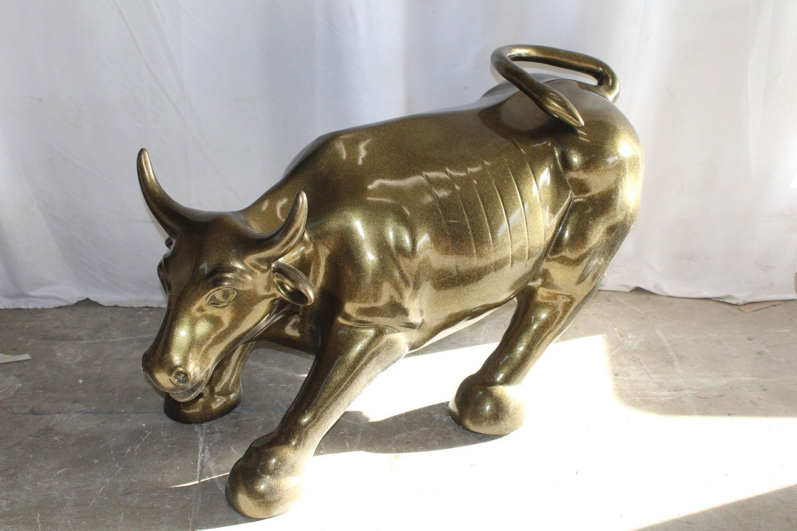 Iconic Giant Fiberglass Bronze Color Wall Street Bull 57" x 28" x 33"H - 6
