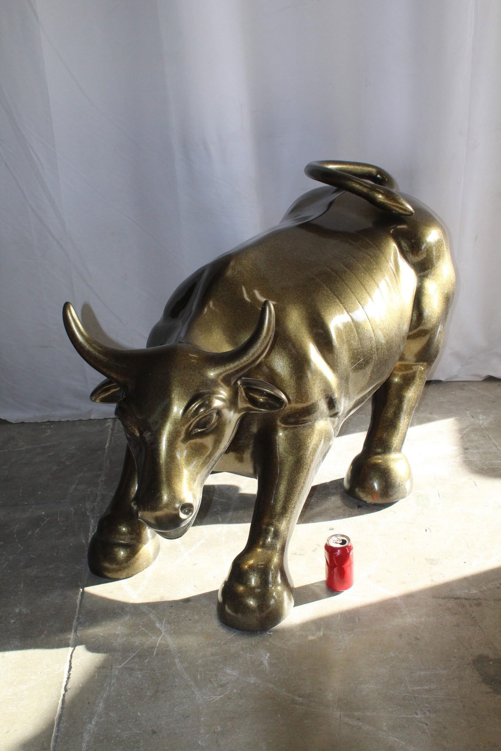Iconic Giant Fiberglass Bronze Color Wall Street Bull 57" x 28" x 33"H - 7