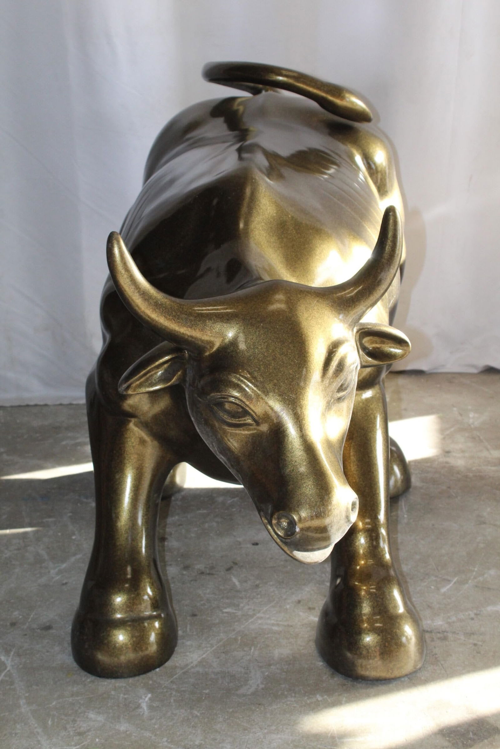Iconic Giant Fiberglass Bronze Color Wall Street Bull 57" x 28" x 33"H - 8