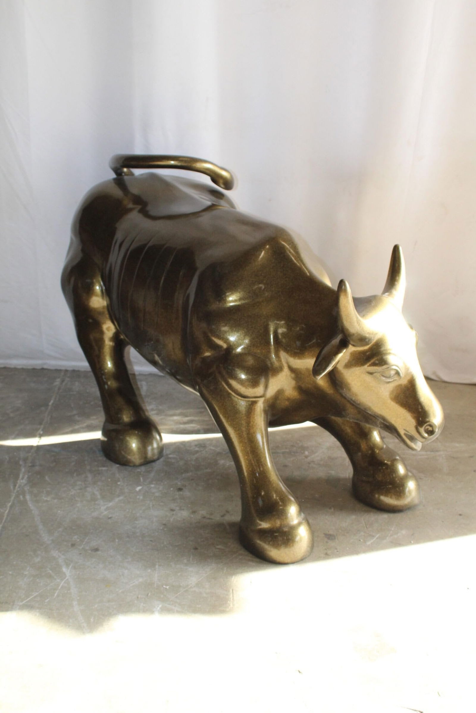 Iconic Giant Fiberglass Bronze Color Wall Street Bull 57" x 28" x 33"H - 9