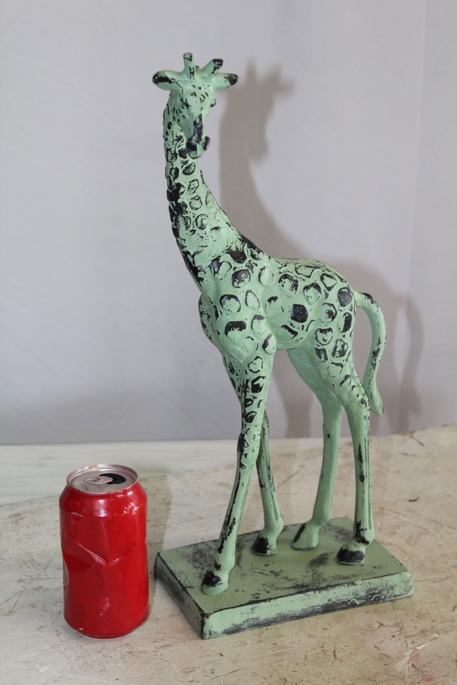 Green Patina Aluminum Statue of a Giraffe Echoing Nature Grace 8" x 4" x 18"H - 4