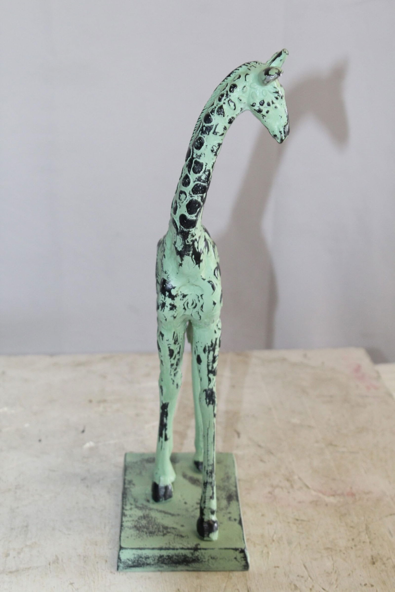 Green Patina Aluminum Statue of a Giraffe Echoing Nature Grace 8" x 4" x 18"H - 6