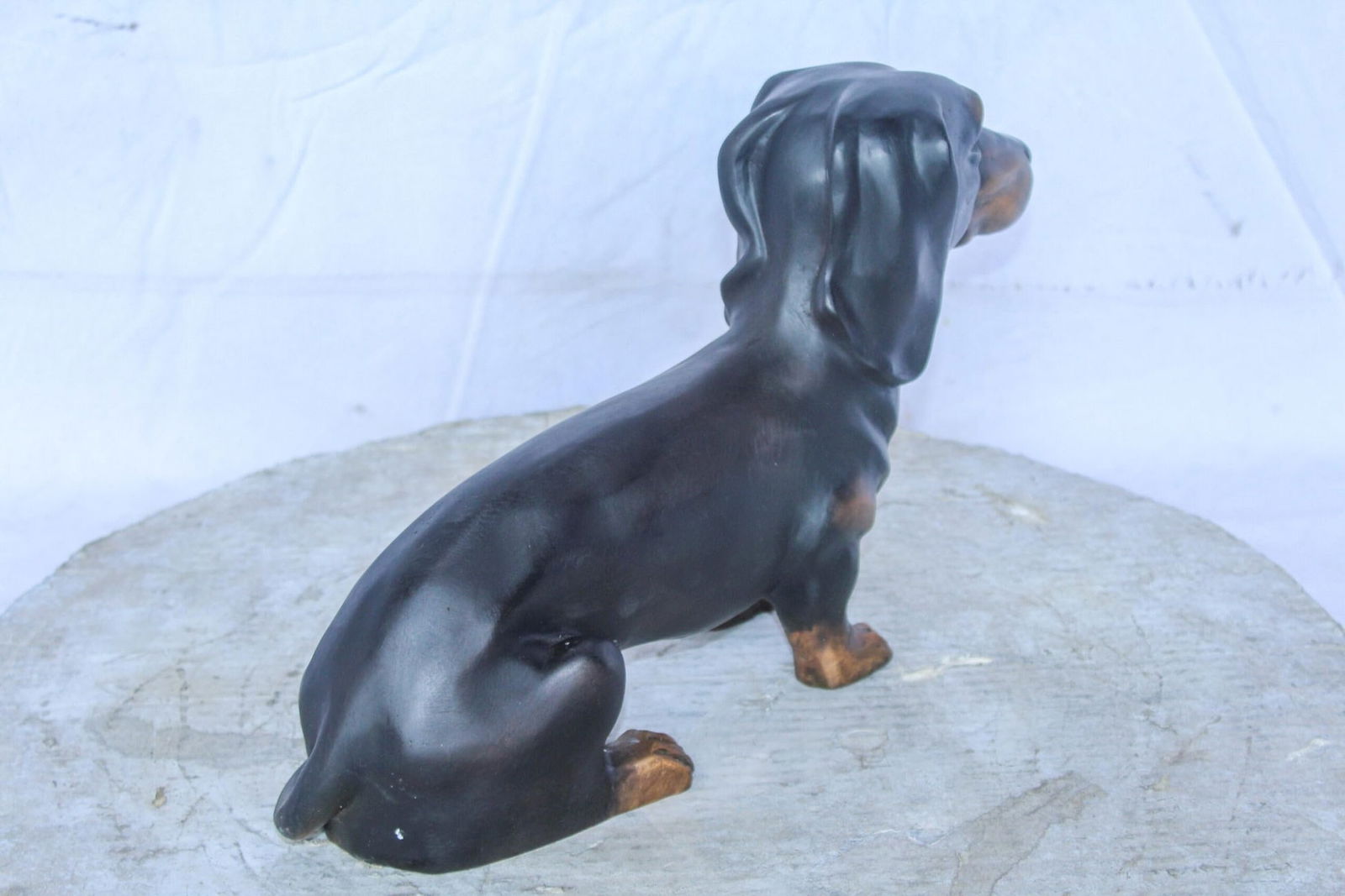Adorable Dachshund Dog Sitting Bronze Statue 17" x 5" x 10"H - 10