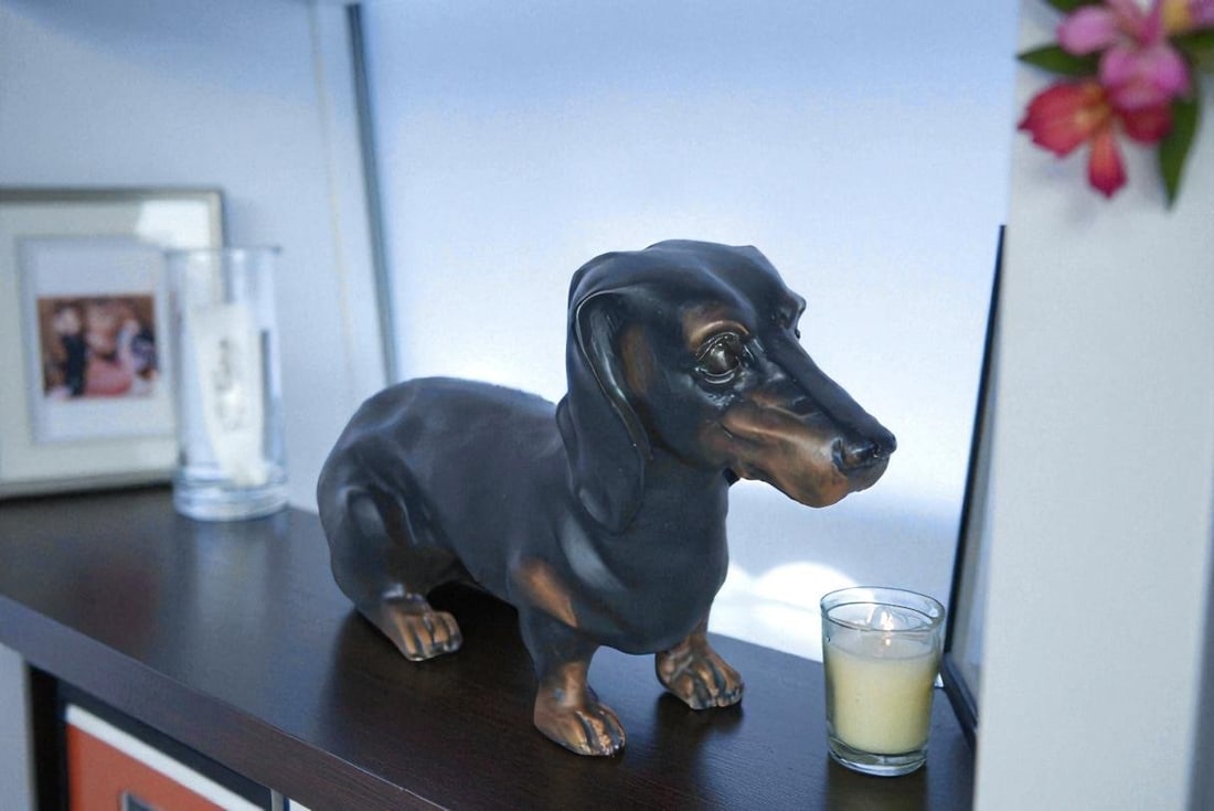 Adorable Dachshund Dog Sitting Bronze Statue 17" x 5" x 10"H - 2